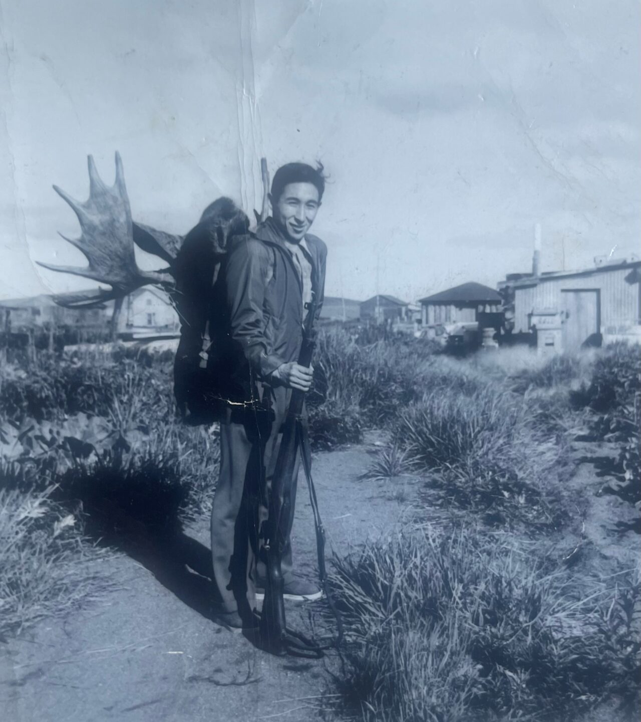 H 2_Jessie Huett Historical Man with moose head H 2_Jessie Huett Historical Man with moose head