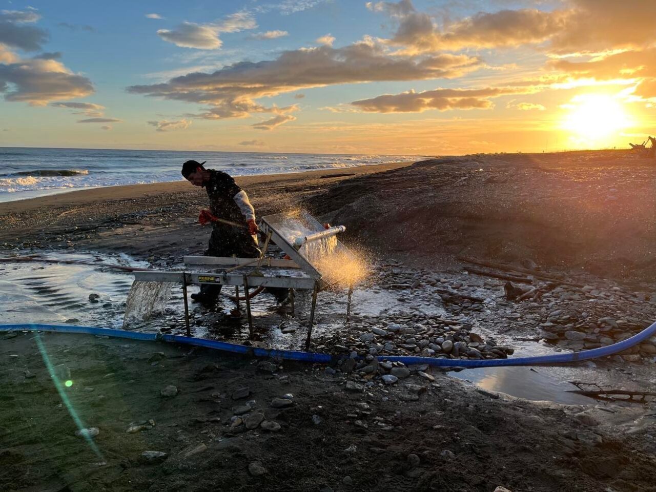 JohnsonDeliah-VillageLife-Derek Johnson near Cape Nome beach mining JohnsonDeliah-VillageLife-Derek Johnson near Cape Nome beach mining